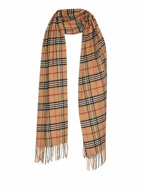 V. FRAAS Tan and Black Plaid Scarf